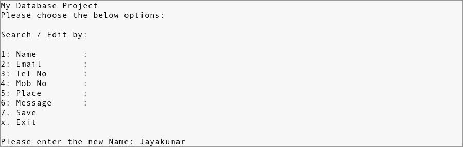 database_10 Linux Shell Scripting Projects for Beginners | Address Database | Project Output - 10