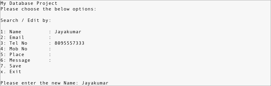 database_11 Linux Shell Scripting Projects for Beginners | Address Database | Project Output - 11