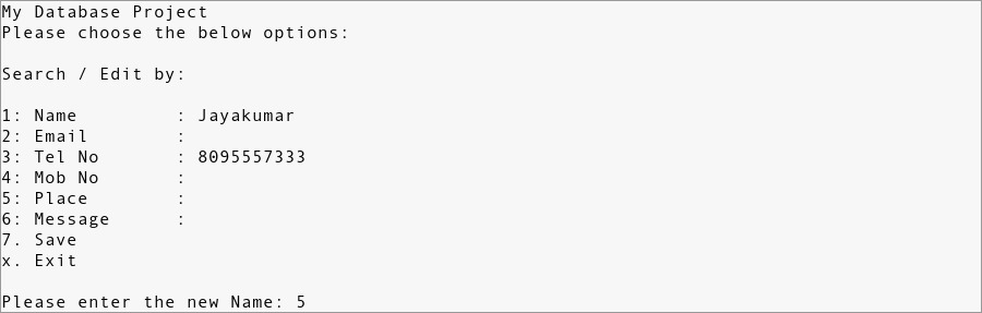 database_12 Linux Shell Scripting Projects for Beginners | Address Database | Project Output - 12