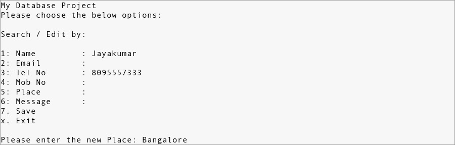 database_13 Linux Shell Scripting Projects for Beginners | Address Database | Project Output - 13