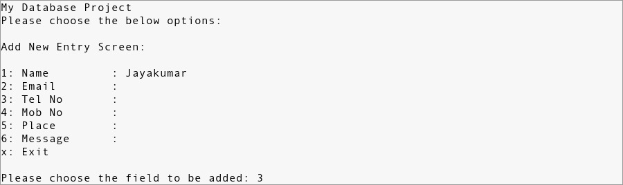 database_4 Linux Shell Scripting Projects for Beginners | Address Database | Project Output - 4