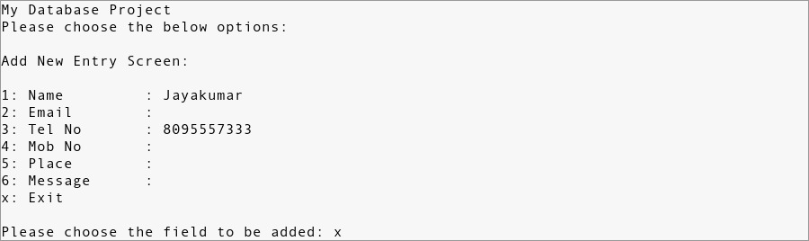 database_8 Linux Shell Scripting Projects for Beginners | Address Database | Project Output - 8
