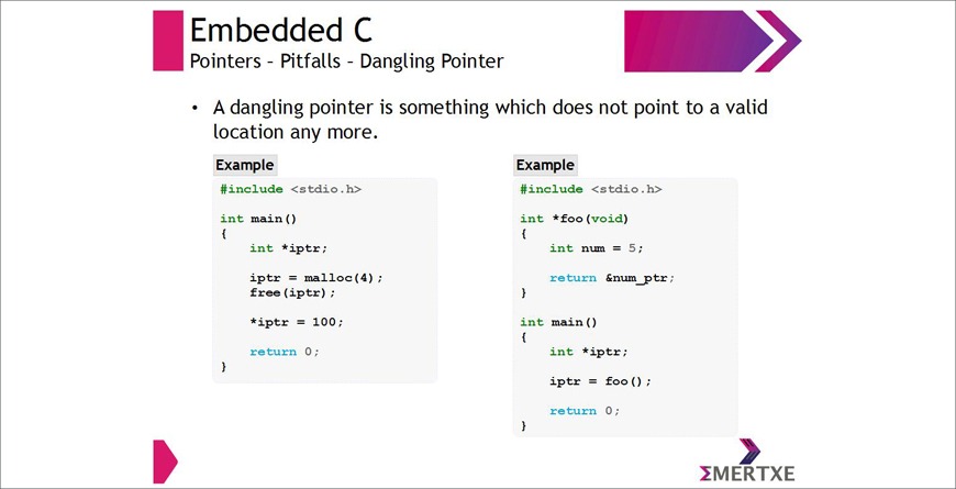 dangling pointers in c